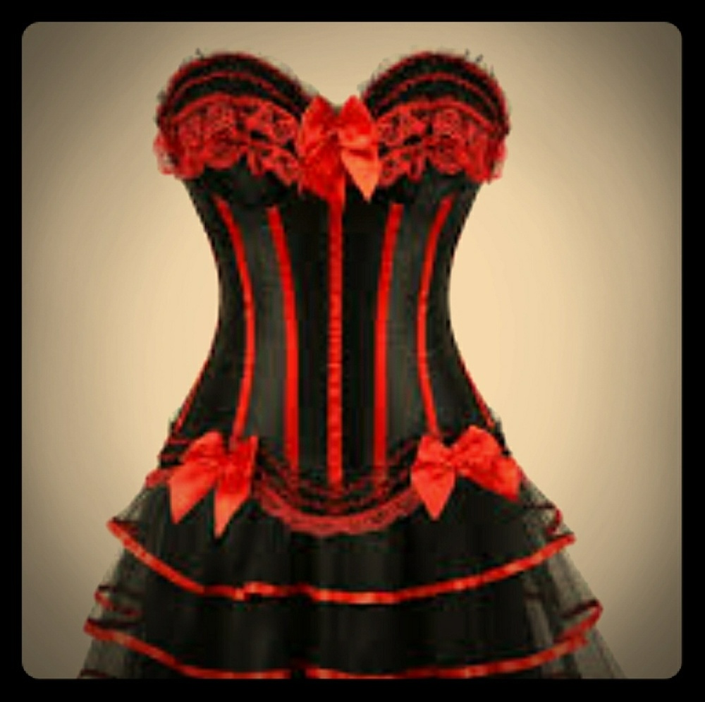 Two Piece Tier Flounce Corset Dress - Red - 